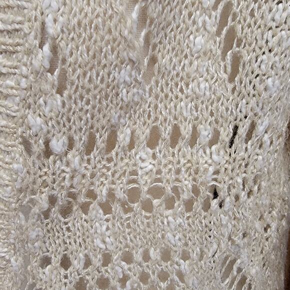 SO Beige Gold Cardigan Sweater Juniors‎ Sz S Metallic Weave Hood Beachy Coastal - Picture 5 of 7